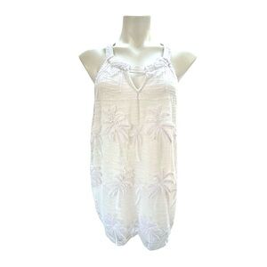 Peck & Peck White Embroidered Sequined Palm-Detail Tunic Sz L